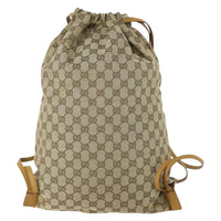 Gucci Drawstring Backpack Gg Canvas Beige Canvas Backpack Bag (Authentic Pre-Loved)