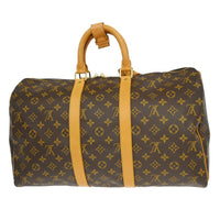 Louis Vuitton Keepall Bag Monogram Canvas Brown Canvas Travel Bag Bag (Authentic Pre-Loved)