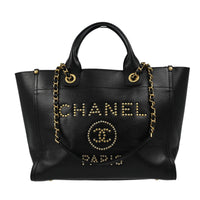 Chanel Deauville Tote Studded Caviar Black Leather Tote Bag Bag (Authentic Pre-Loved)
