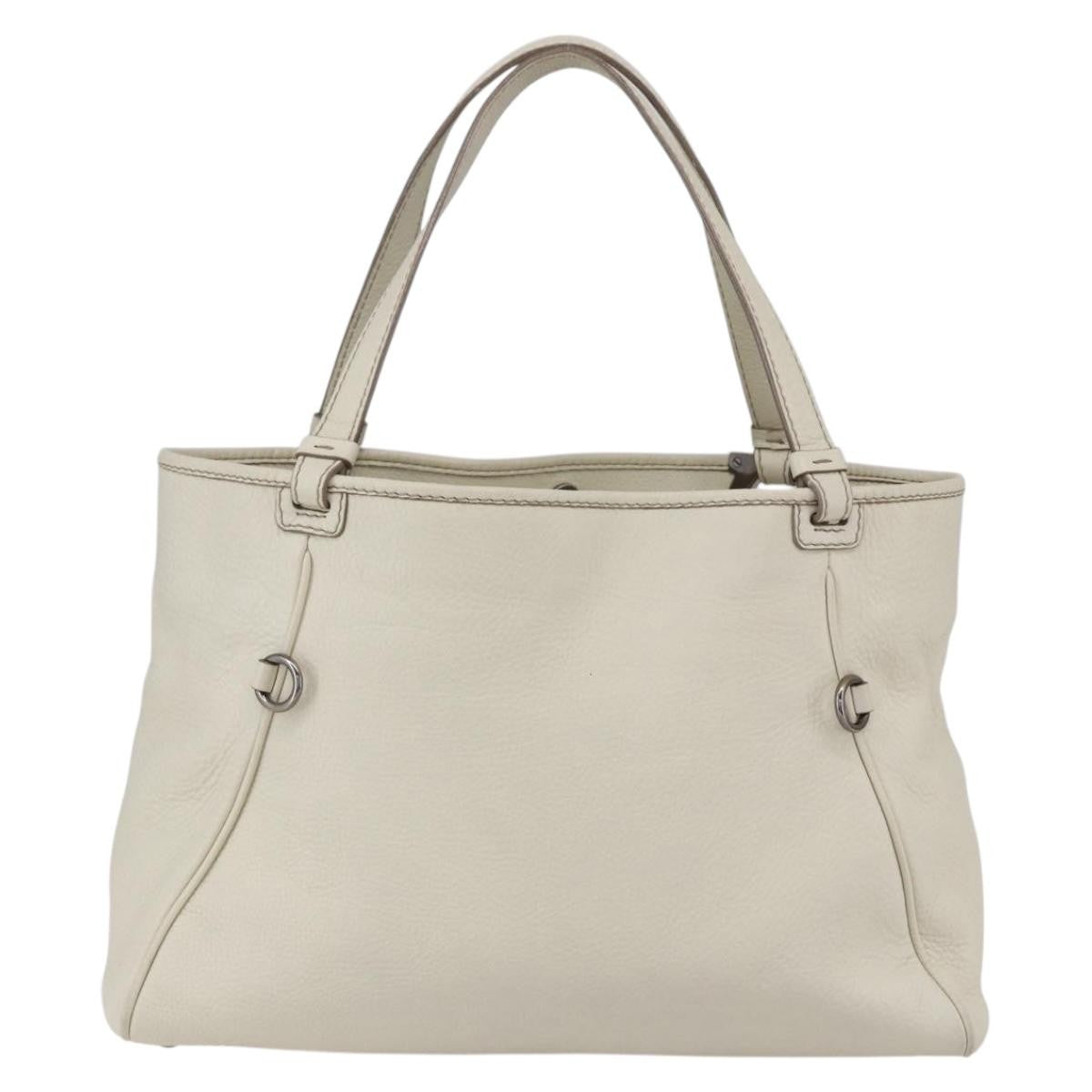 Salvatore Ferragamo Vintage Tote Bag Leather White Leather Tote Bag Bag (Authentic Pre-Loved)