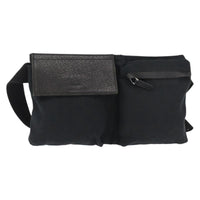 Gucci Vintage Double Belt Bag Gg Canvas With Leather Black Canvas Shoulder Bag Bag (Authentic Pre-Loved)