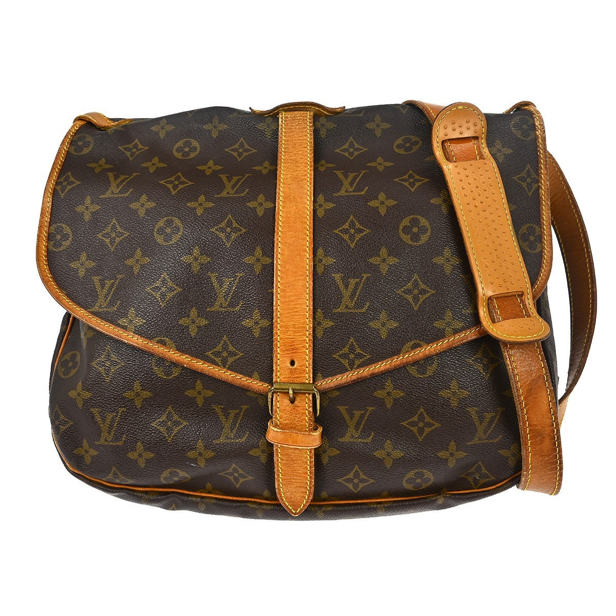 Louis Vuitton Louis Vuitton Saumur Handbag Monogram Canvas Brown Canvas Shoulder Bag Bag (Authentic Pre-Loved)