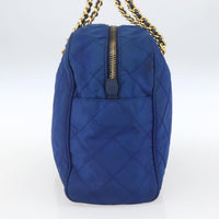 Prada Chain Shoulder Bag Quilted Tessuto Blue Nylon Shoulder Bag Bag (Pre-Loved)