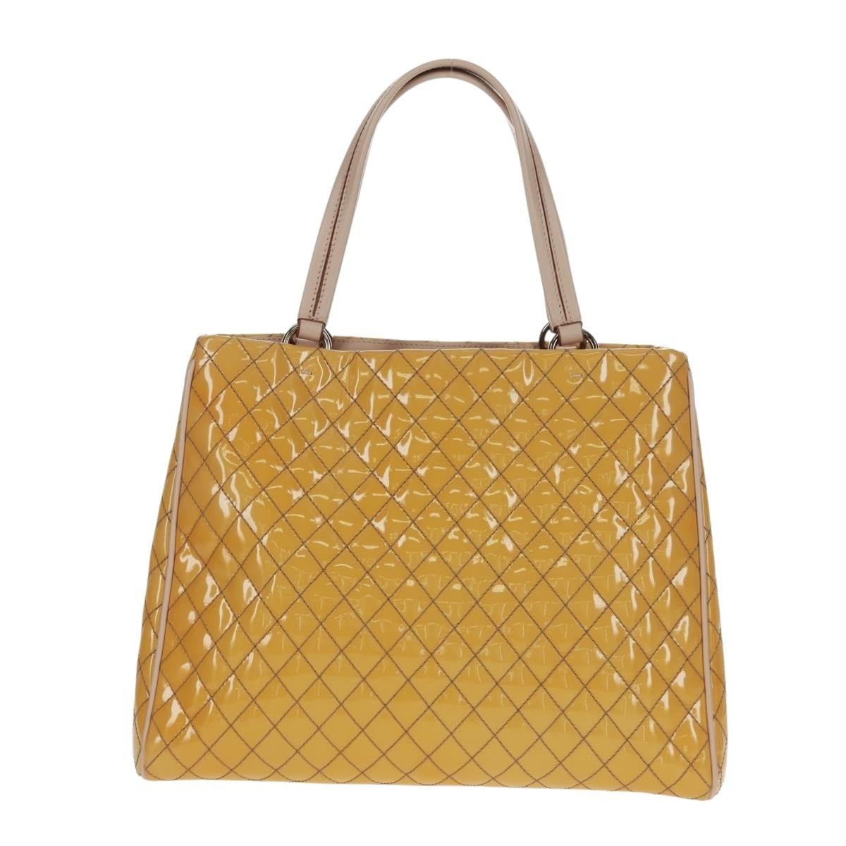 Salvatore Ferragamo Vala Handbag Patent Leather Yellow Patent_Leather Handbag (Authentic Pre-Loved)