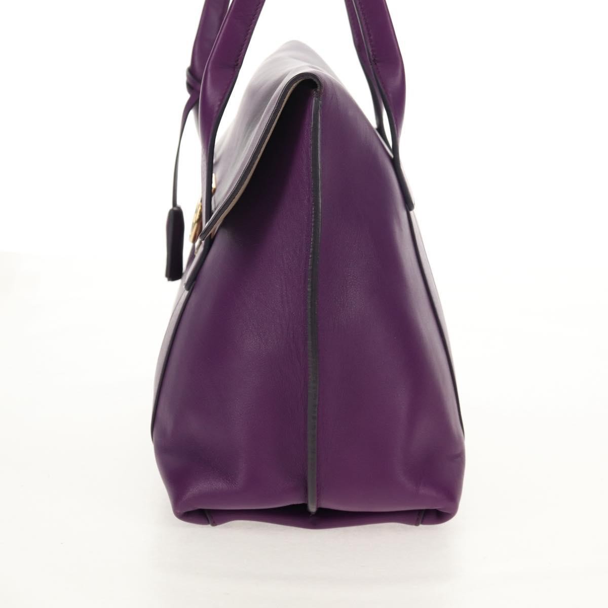 Salvatore Ferragamo Gancini Lock Flap Tote Leather Purple Leather Handbag (Authentic Pre-Loved)