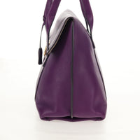 Salvatore Ferragamo Gancini Lock Flap Tote Leather Purple Leather Handbag (Authentic Pre-Loved)