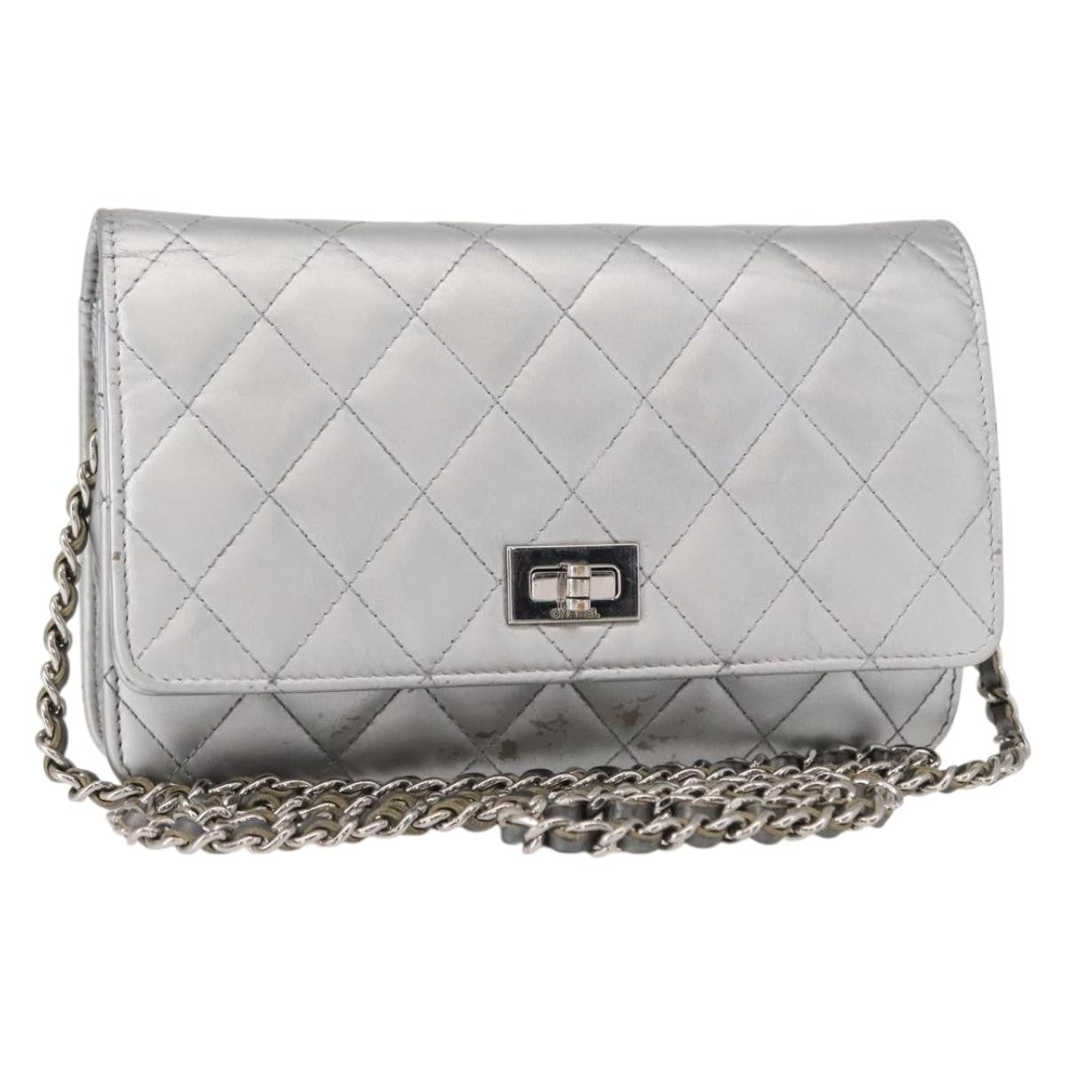 Chanel Reissue 2.55 Wallet On Chain Quilted Lambskin Silver Leather Shoulder Bag Bag (Pre-Loved)