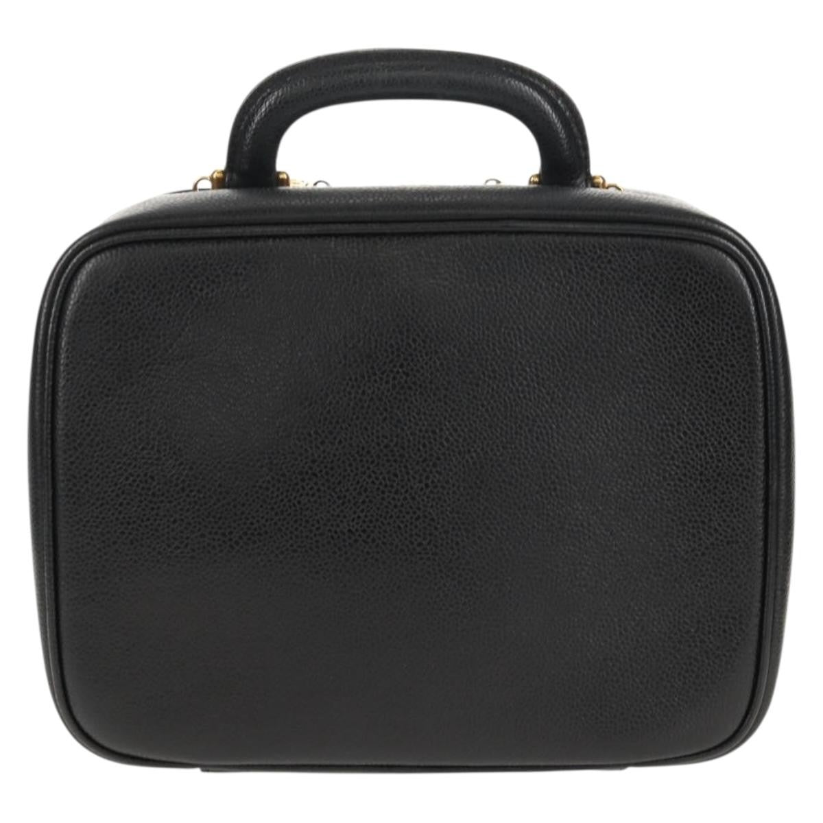 Chanel Chanel Vintage Timeless Zip Around Vanity Case Caviar Black Leather Clutche & Pouche Bag (Pre-Loved)