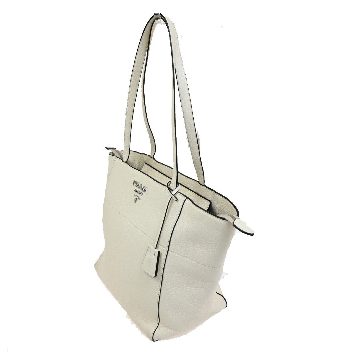 Prada Vintage Tote Leather White Leather Tote Bag Bag (Authentic Pre-Loved)