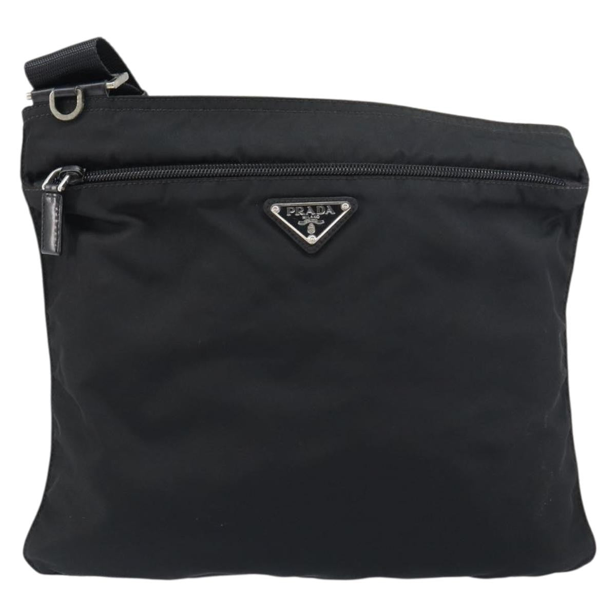 Prada Front Pocket Messenger Bag Tessuto Black Nylon Shoulder Bag Bag (Authentic Pre-Loved)