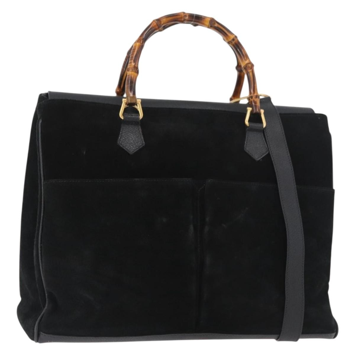 Gucci Bamboo Tote Bag Suede Black Suede Tote Bag Bag (Authentic Pre-Loved)