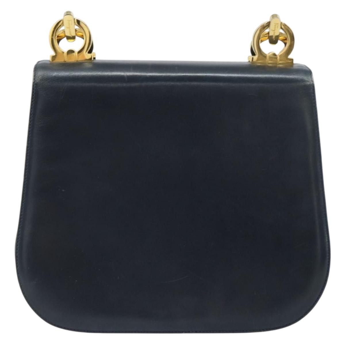 Salvatore Ferragamo Gancini Shoulder Bag Leather Navy Leather Shoulder Bag Bag (Authentic Pre-Loved)