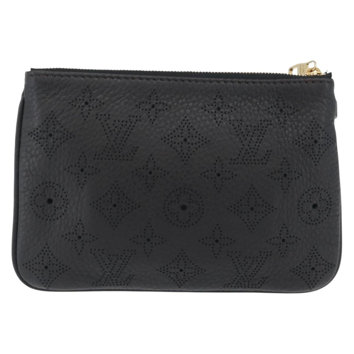 Louis Vuitton Selene Pochette Mahina Leather Black Leather Clutche & Pouche Bag (Pre-Loved)