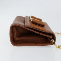 Salvatore Ferragamo Vala Shoulder Bag Embossed Leather Brown Leather Shoulder Bag Bag (Pre-Loved)