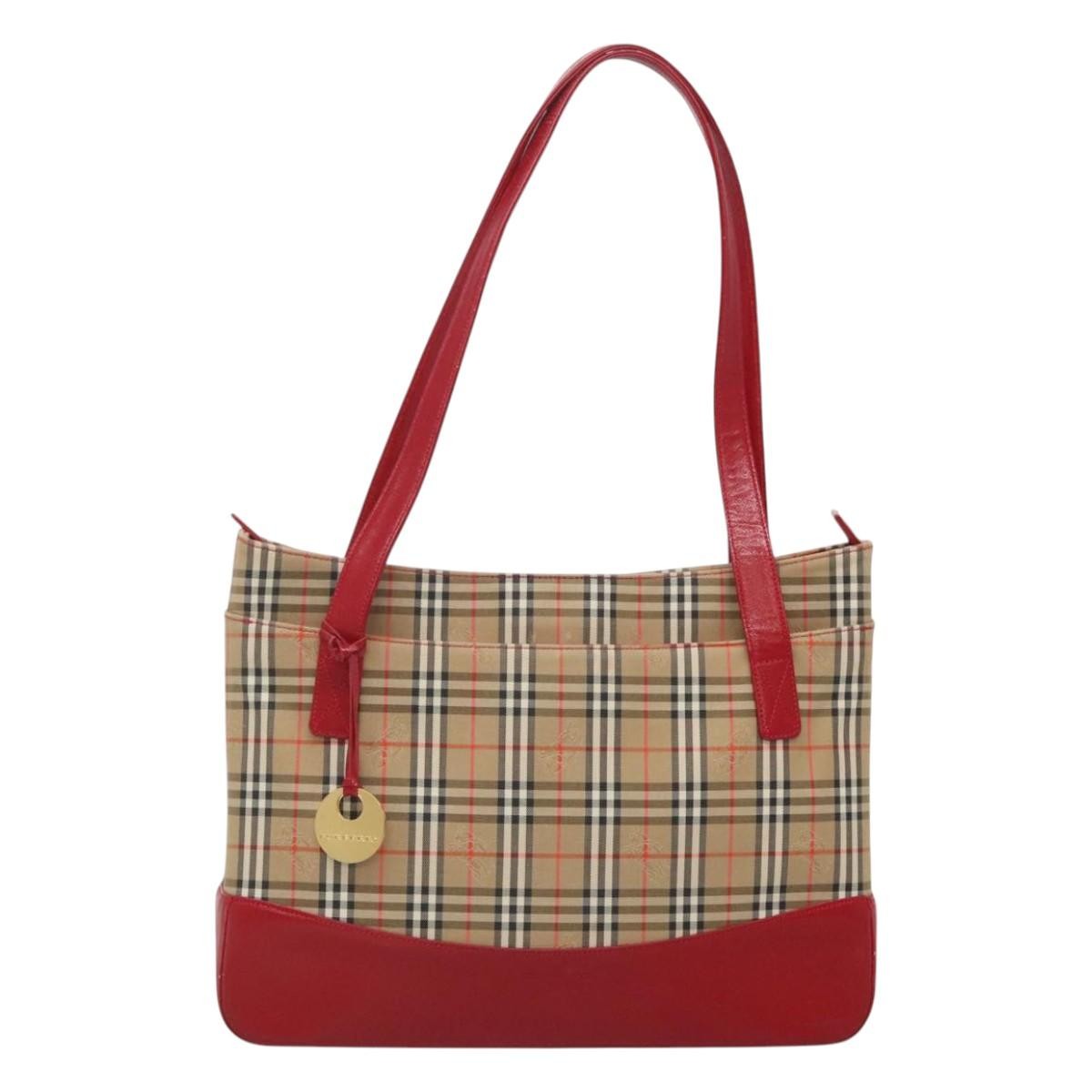 Burberry Nova Check Tote Canvas And Leather Beige Canvas Tote Bag Bag (Authentic Pre-Loved)