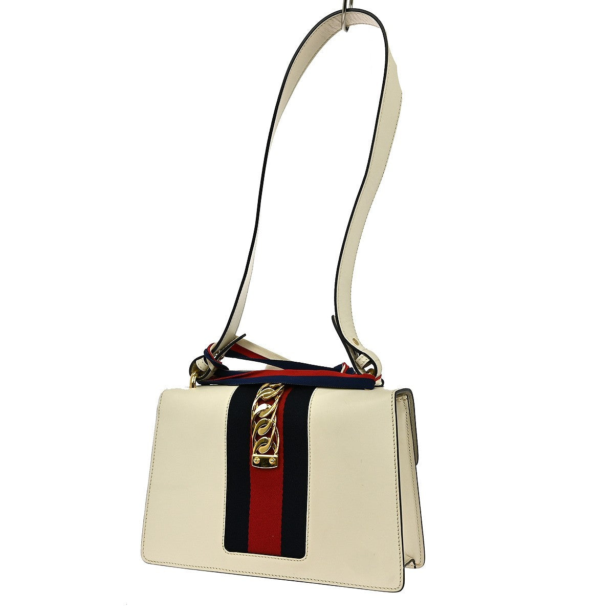 Gucci Sylvie Shoulder Bag Leather White Leather Shoulder Bag Bag (Authentic Pre-Loved)