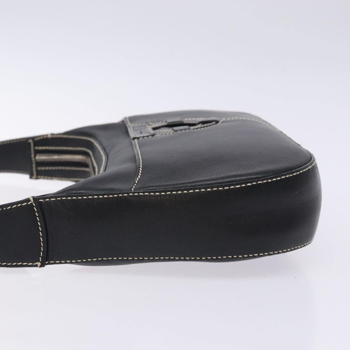 Salvatore Ferragamo Gancini Shoulder Bag Leather Black Leather Shoulder Bag Bag (Authentic Pre-Loved)