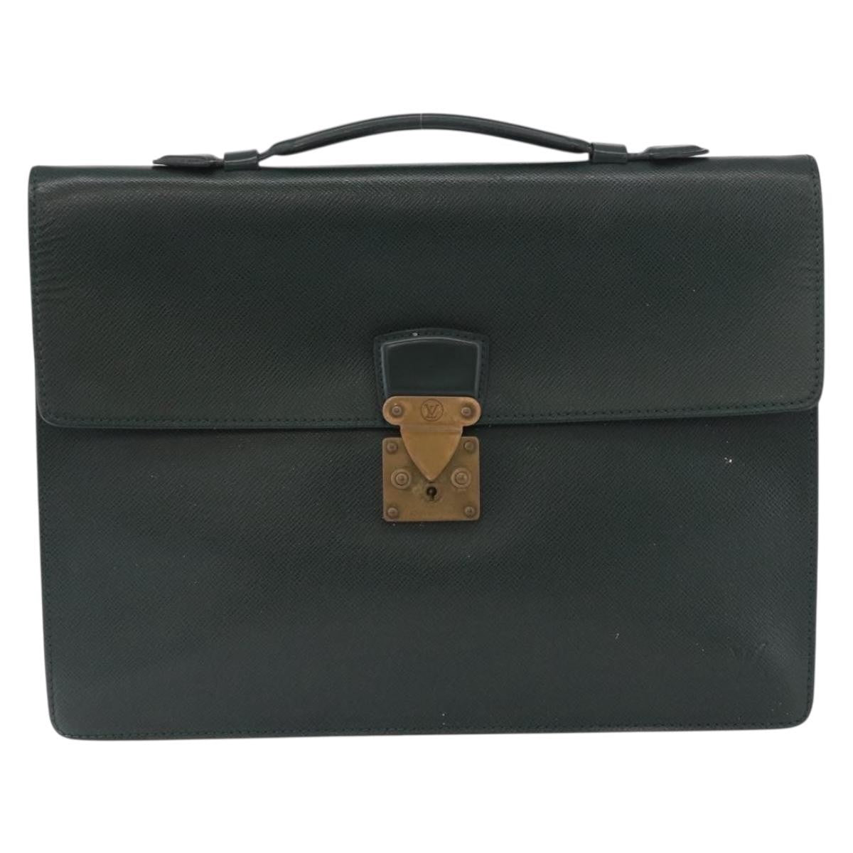 Louis Vuitton Louis Vuitton Serviette Kourad Briefcase Taiga Leather Beige Leather Briefcase Bag (Authentic Pre-Loved)