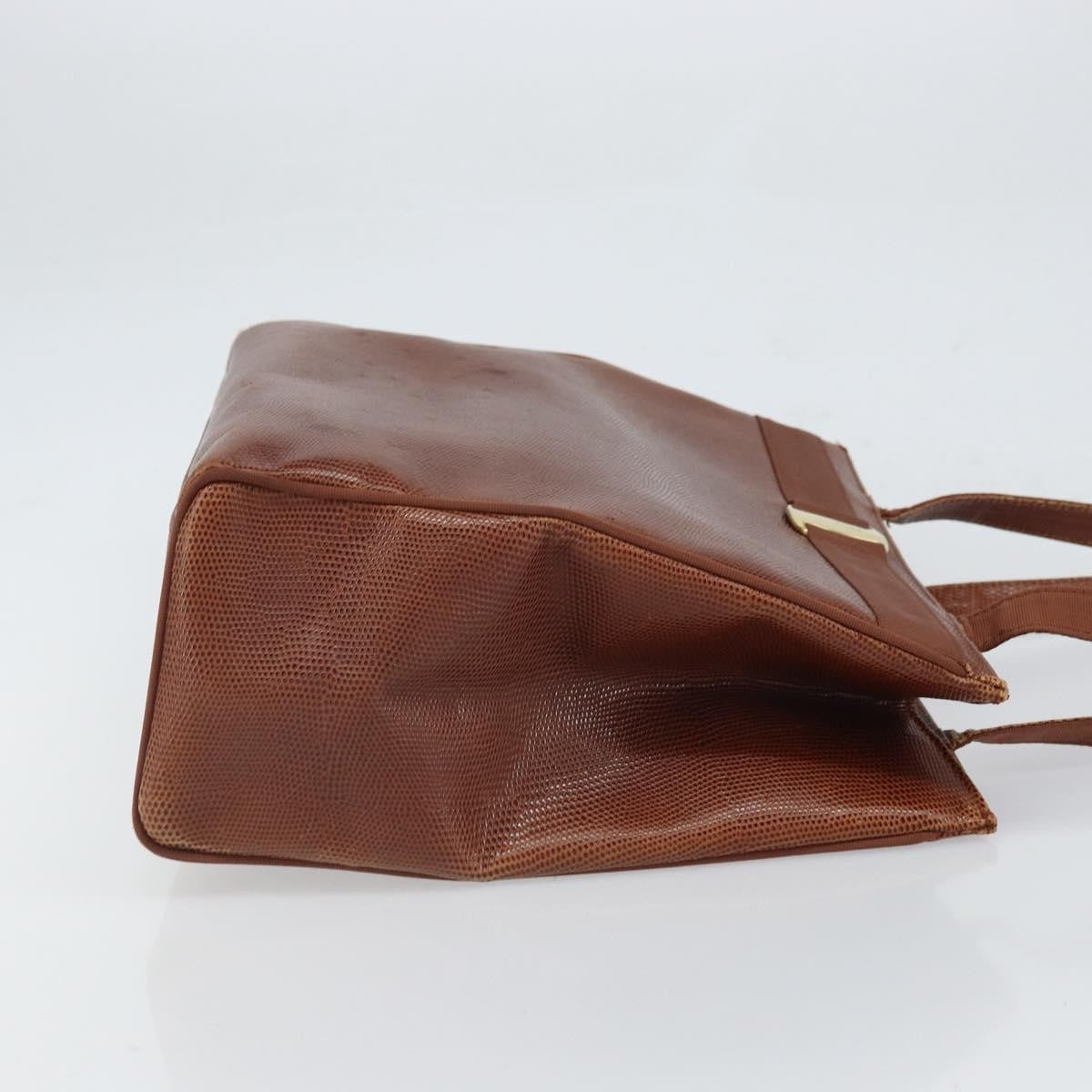 Salvatore Ferragamo Vala Tote Leather Brown Leather Tote Bag Bag (Authentic Pre-Loved)