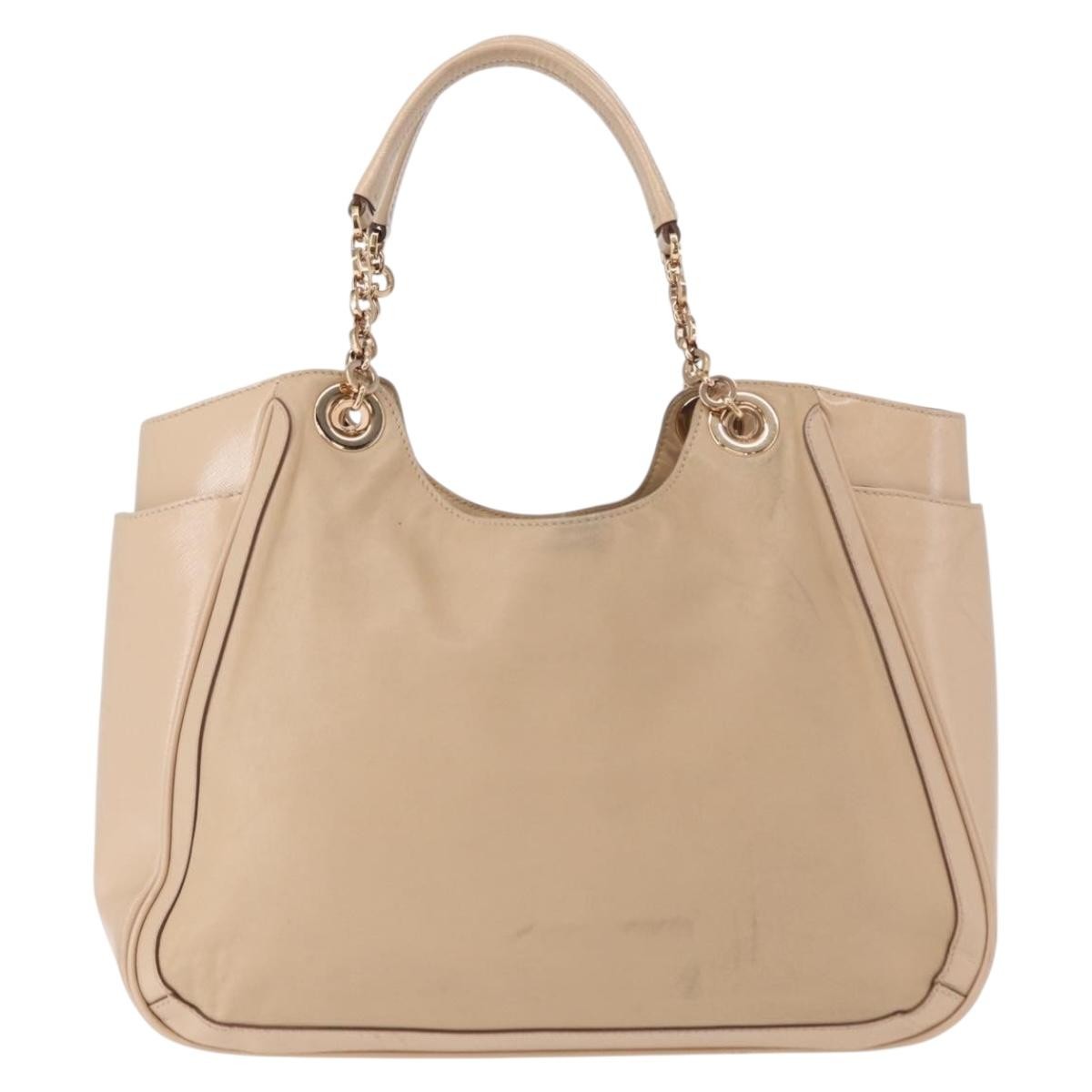 Salvatore Ferragamo Betulla Chain Tote Leather Beige Leather Tote Bag Bag (Authentic Pre-Loved)