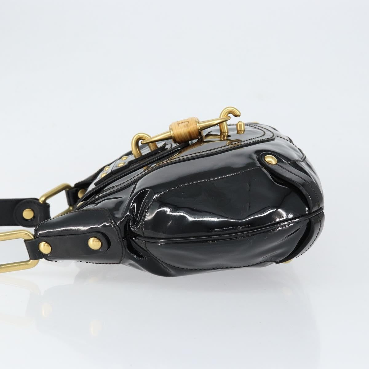 Salvatore Ferragamo Gancini Tote Patent Leather Black Patent_Leather Tote Bag Bag (Authentic Pre-Loved)