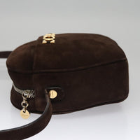Salvatore Ferragamo Gancini Shoulder Bag Suede Brown Suede Shoulder Bag Bag (Pre-Loved)