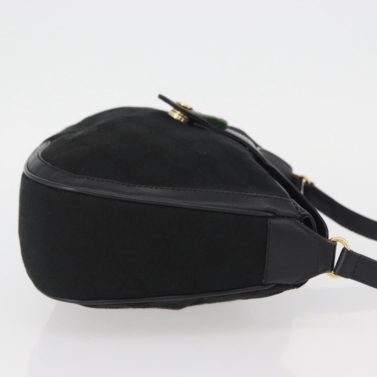 Gucci Sherry Line Shoulder Bag Canvas Black Canvas Shoulder Bag Bag (Authentic Pre-Loved)