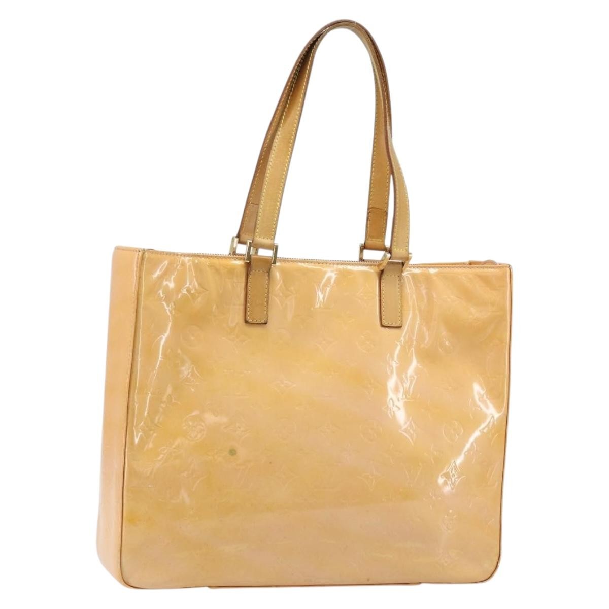 Louis Vuitton Columbus Handbag Monogram Vernis Beige Patent_Leather Tote Bag Bag (Authentic Pre-Loved)