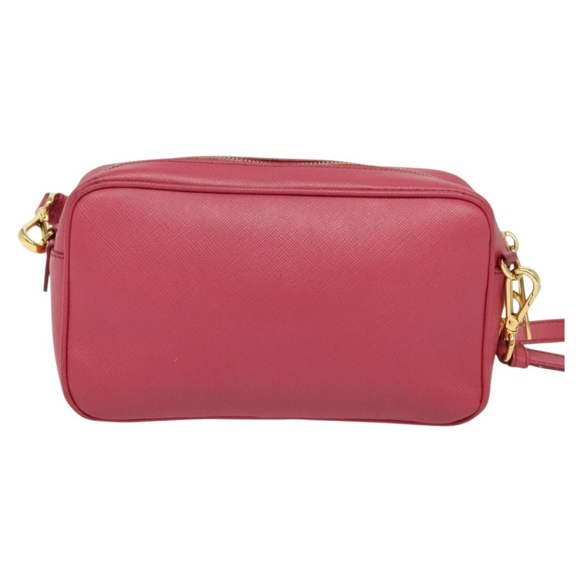 Prada Front Pocket Crossbody Bag Saffiano Leather Pink Leather Shoulder Bag Bag (Authentic Pre-Loved)