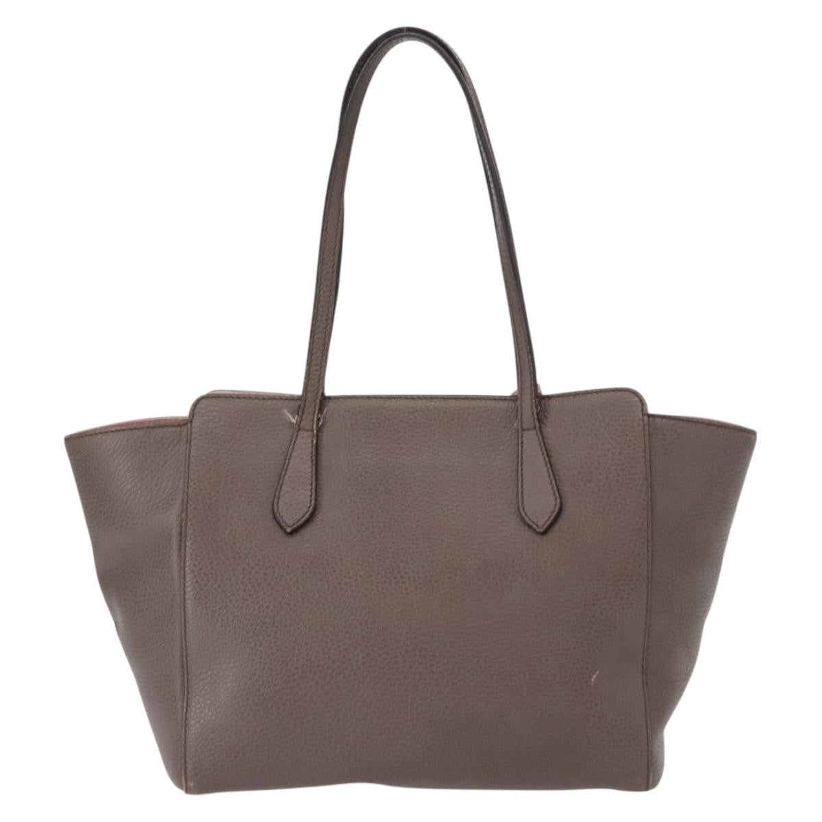 Gucci Swing Tote Leather Gray Leather Tote Bag Bag (Pre-Loved)