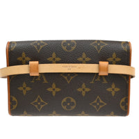 Louis Vuitton Florentine Waist Bag Monogram Canvas Brown Leather Clutche & Pouche Bag (Authentic Pre-Loved)