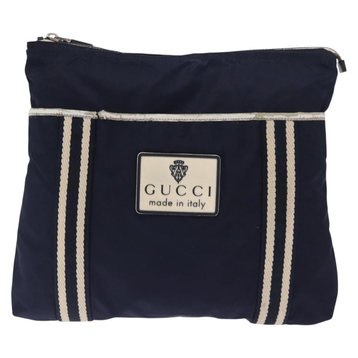 Gucci Vintage Shoulder Bag Nylon Navy Nylon Shoulder Bag Bag (Authentic Pre-Loved)