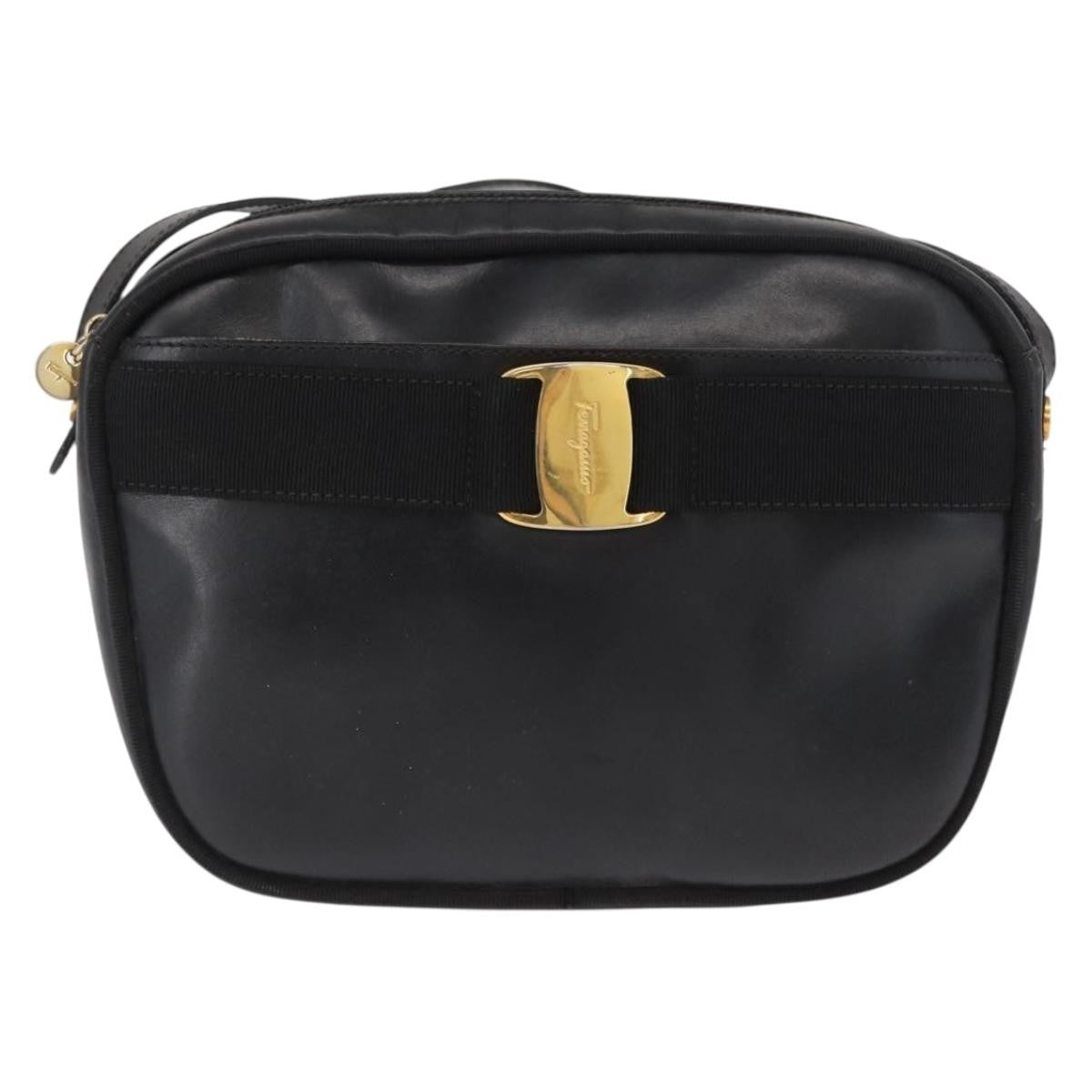 Salvatore Ferragamo Vara Bow Camera Shoulder Bag Leather Black Leather Shoulder Bag Bag (Authentic Pre-Loved)