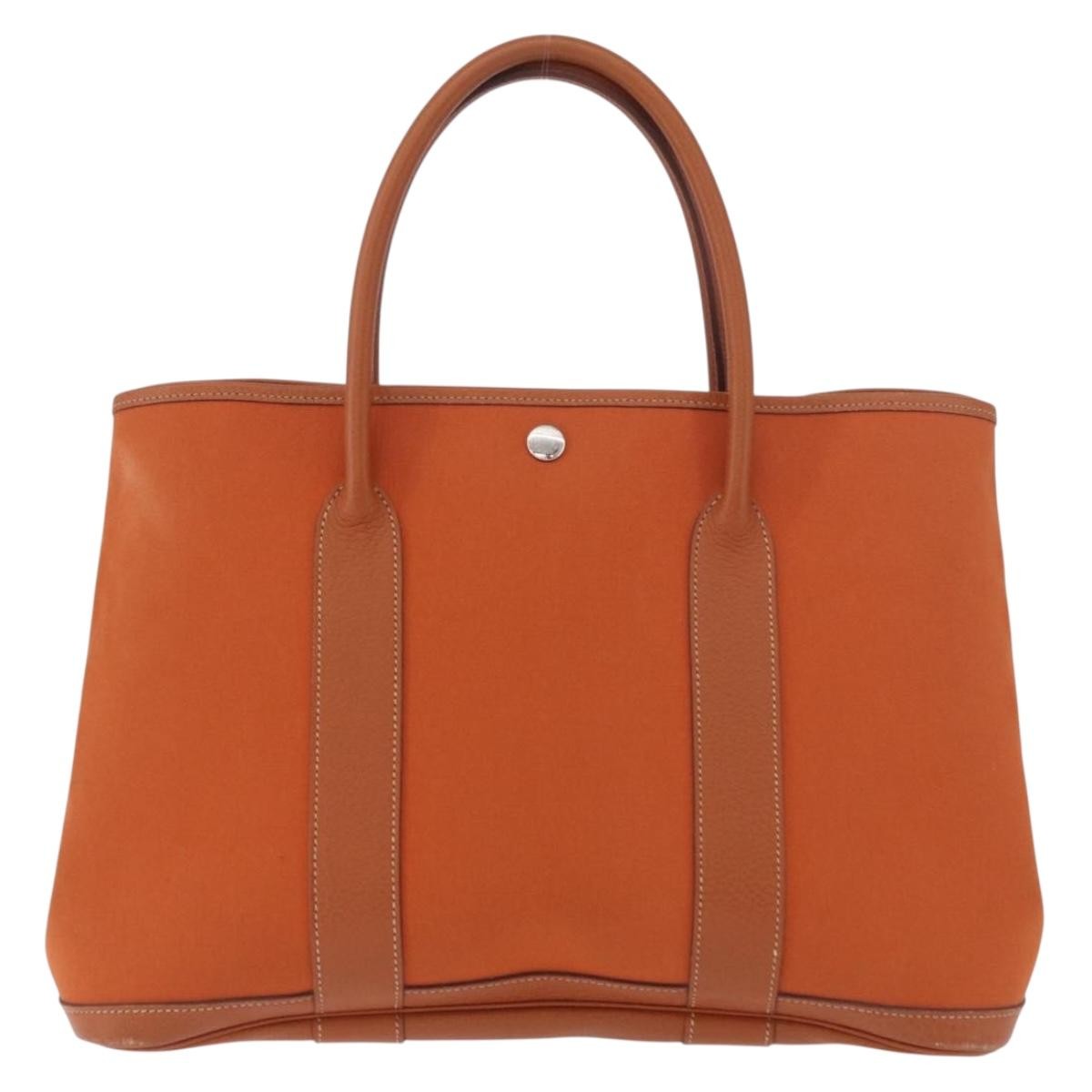 Hermes Garden Party Tote Toile And Leather Orange Canvas Tote Bag Bag (Pre-Loved)