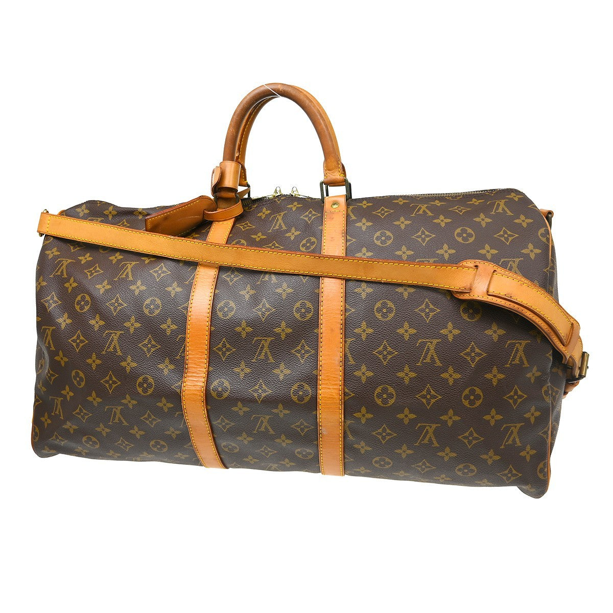 Louis Vuitton Keepall Bandouliere Bag Monogram Canvas Brown Canvas Travel Bag Bag (Pre-Loved)