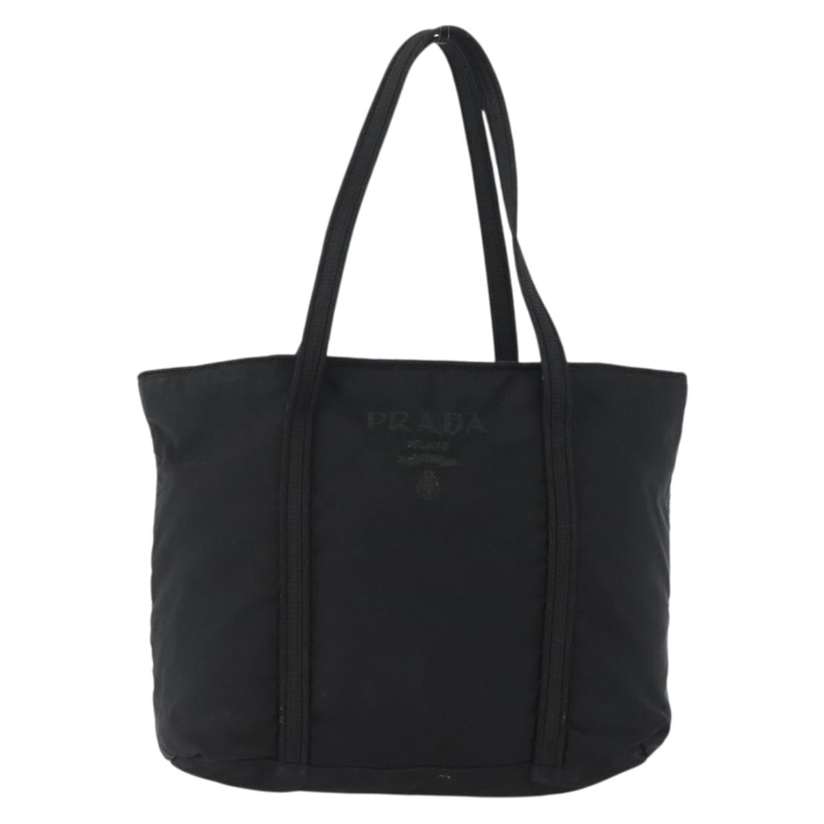 Prada Vintage Zip Tote Tessuto Black Nylon Tote Bag Bag (Authentic Pre-Loved)