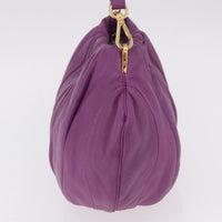 Prada Pleats Shoulder Bag Cervo Leather Purple Leather Handbag (Pre-Loved)