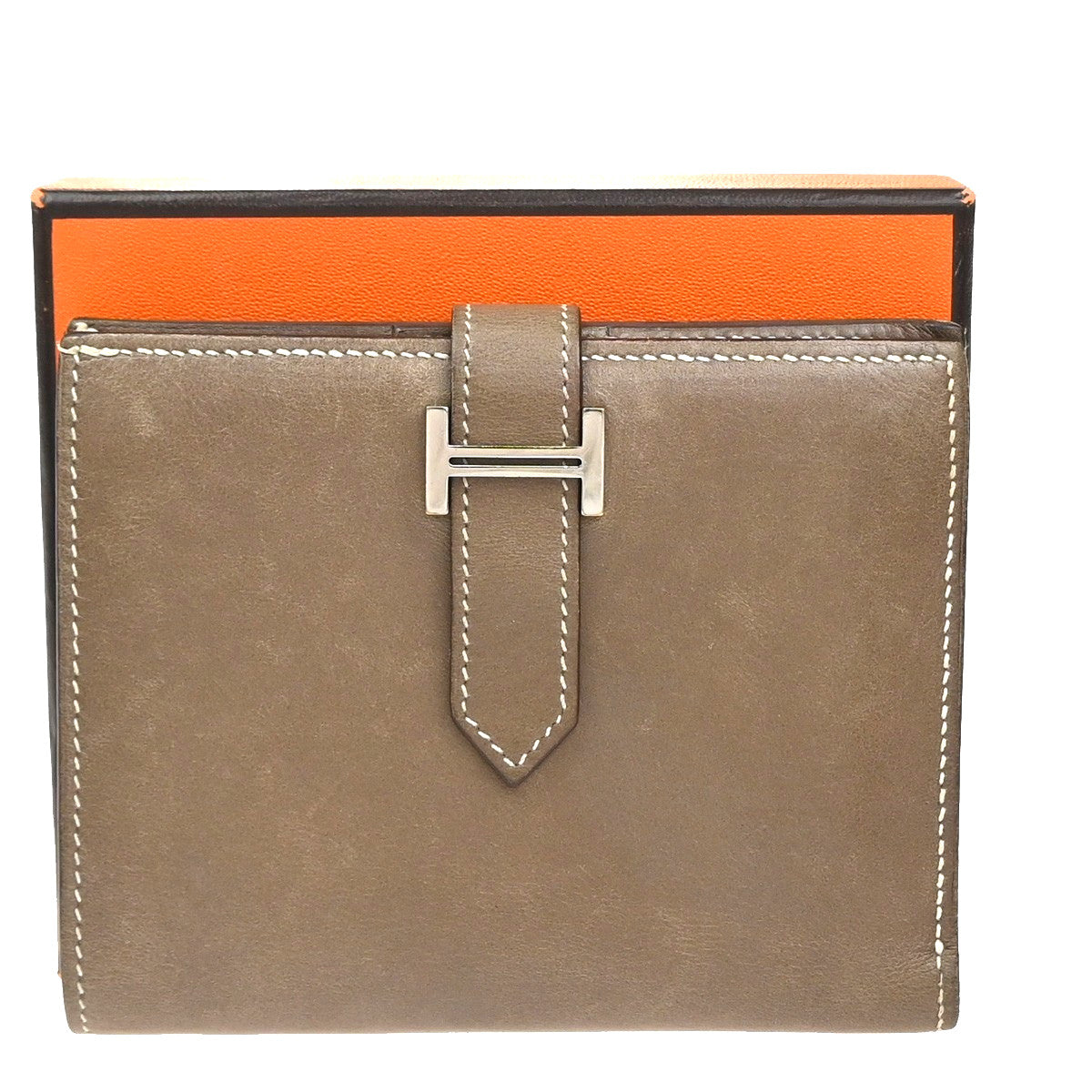 Hermes Bearn Coin Wallet Epsom Brown Leather Wallets Accessory (Authentic Pre-Loved)