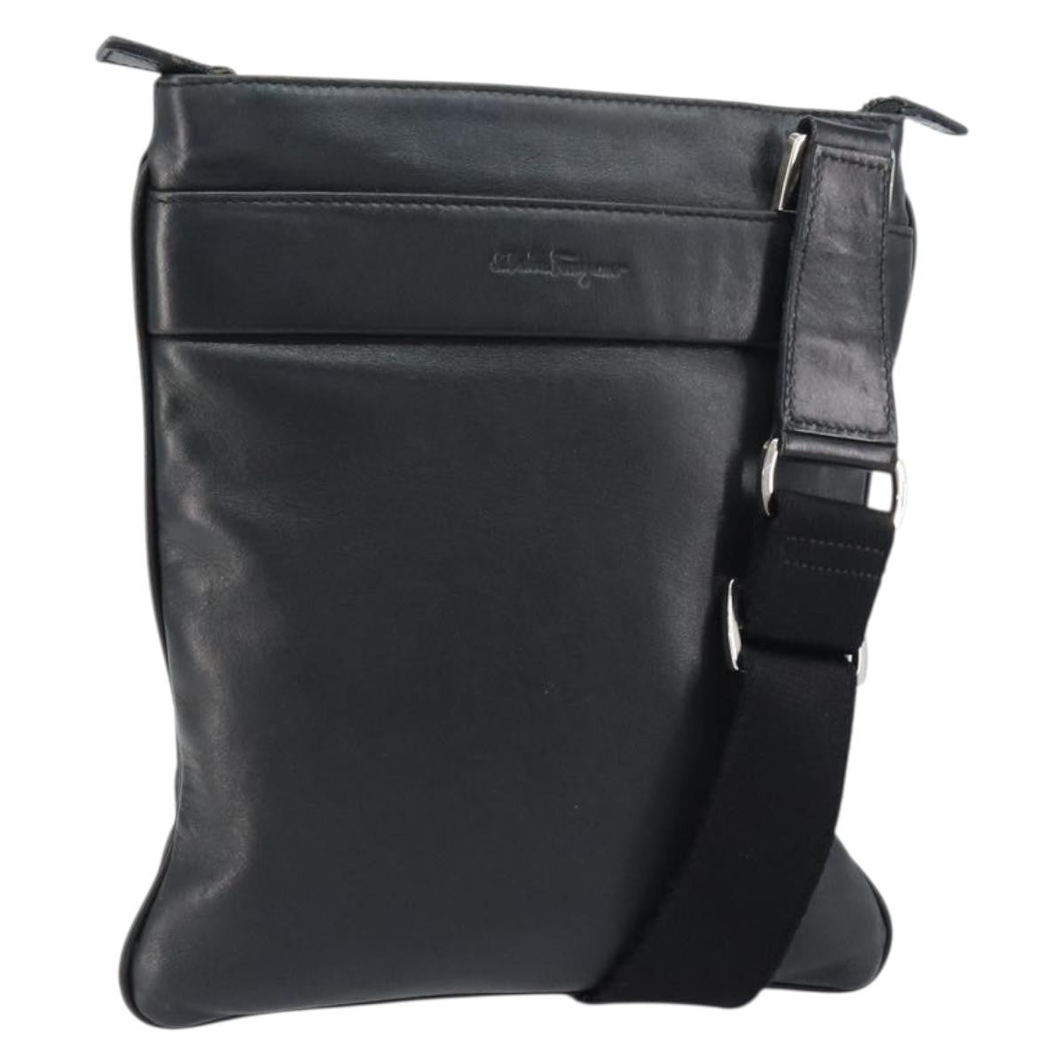 Salvatore Ferragamo Vintage Shoulder Bag Leather Black Leather Shoulder Bag Bag (Authentic Pre-Loved)