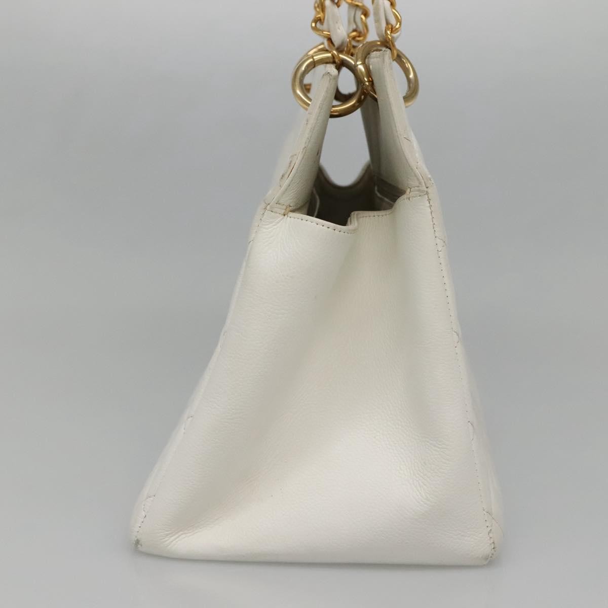 Chanel Vintage Grand Shopping Tote Quilted Caviar White Leather Bag (Authentic Pre-Loved)
