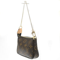 Louis Vuitton Mini Pochette Accessoires Canvas Brown Leather Clutche & Pouche Bag (Pre-Loved)