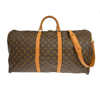 Louis Vuitton Keepall Bandouliere Bag Monogram Canvas Brown Canvas Travel Bag Bag (Pre-Loved)