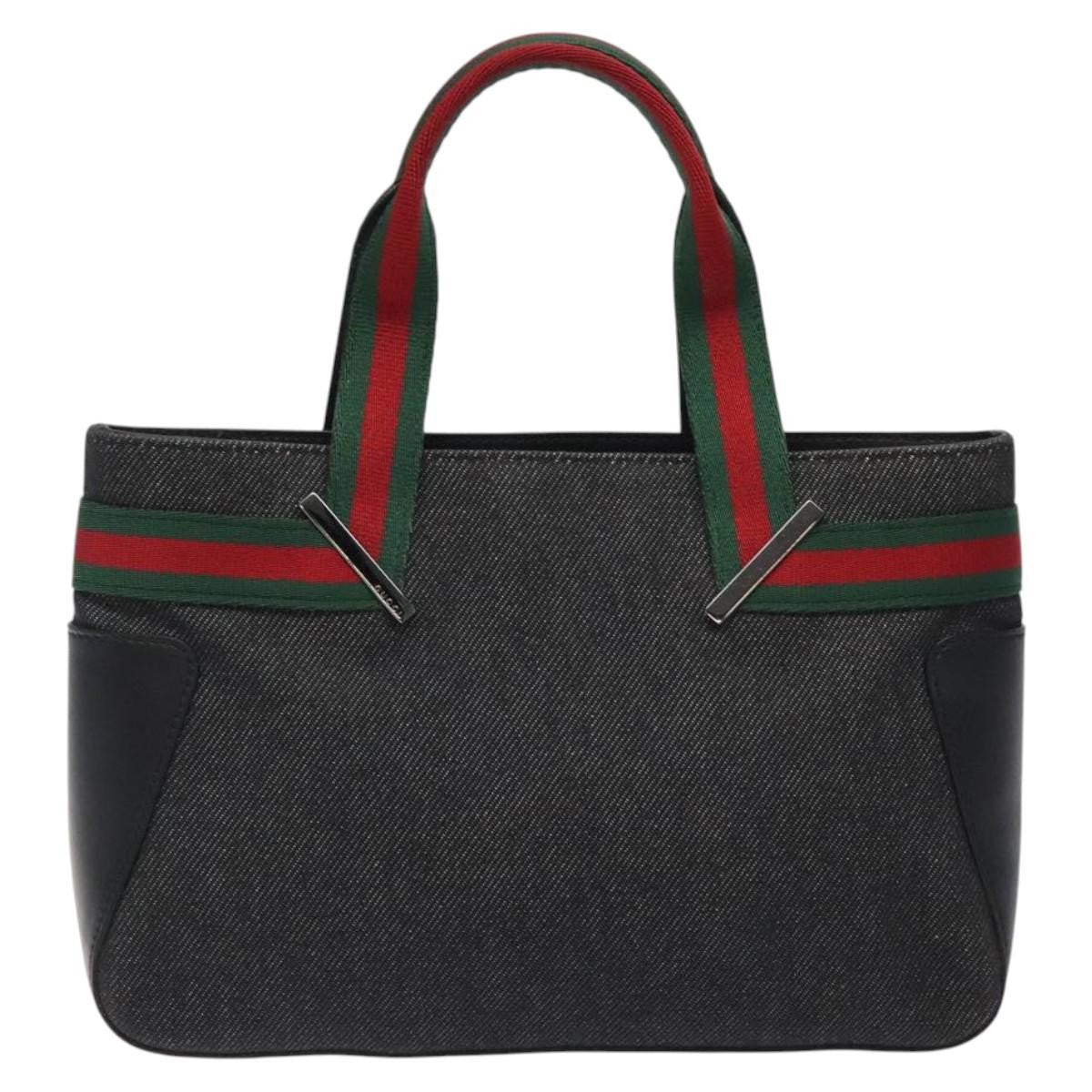 Gucci Vintage Tote Canvas Black Canvas Tote Bag Bag (Pre-Loved)