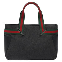 Gucci Vintage Tote Canvas Black Canvas Tote Bag Bag (Pre-Loved)