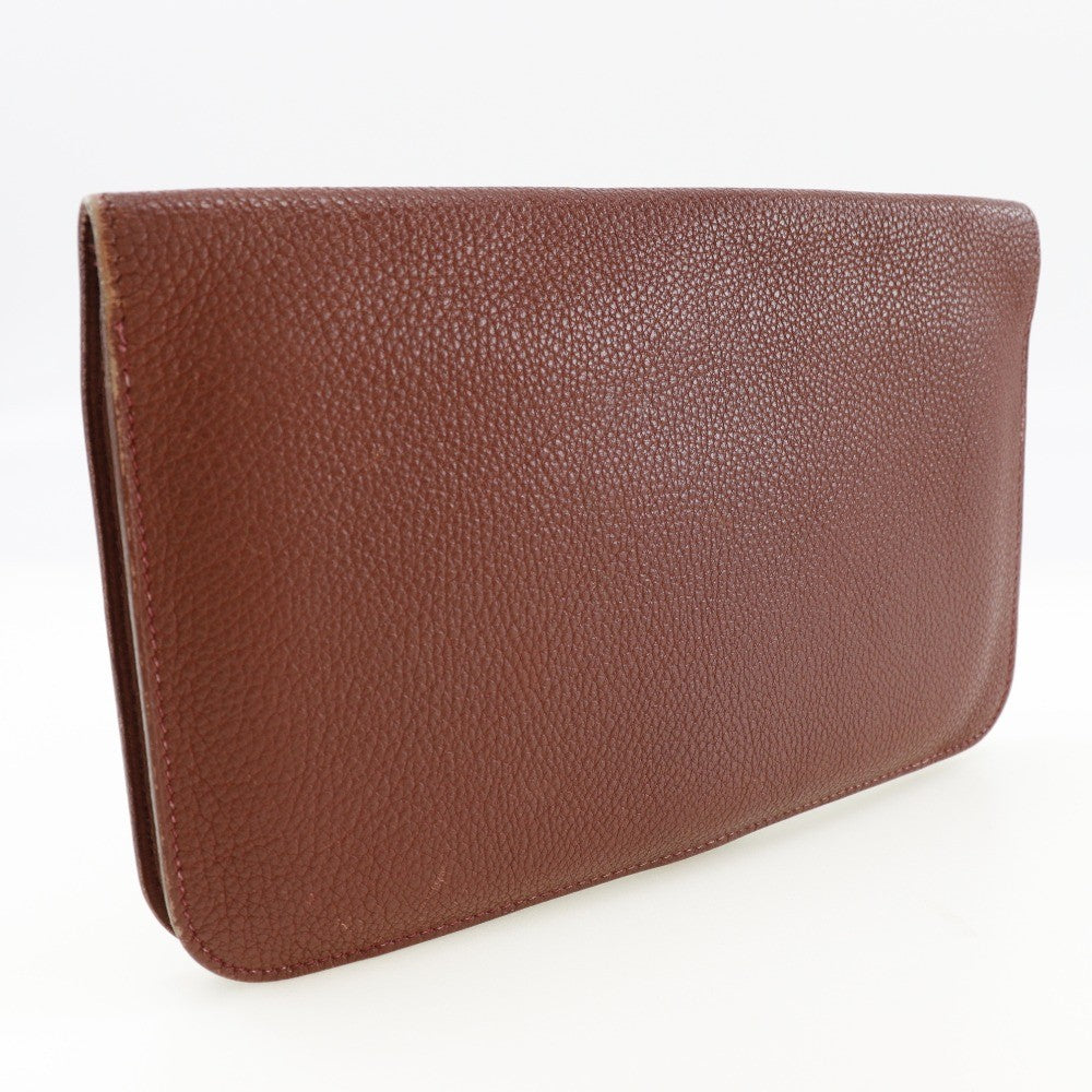 Hermes Dogon Duo Combined Wallet Leather Burgundy Leather Wallets Accessory (Authentic Pre-Loved)
