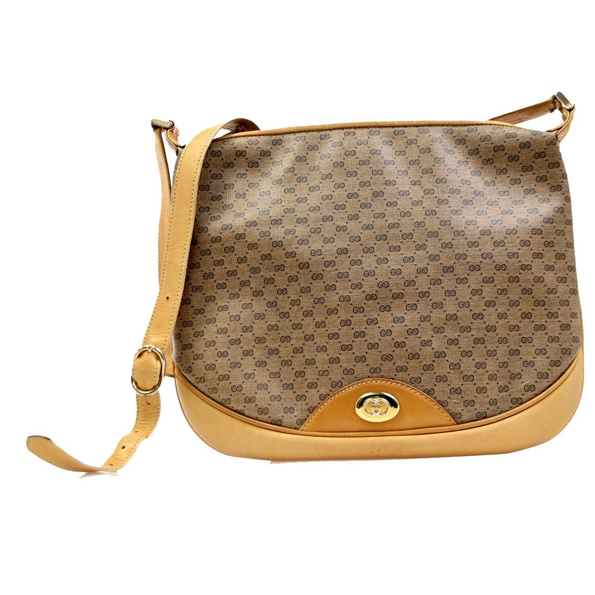 Gucci Vintage Shoulder Bag Gg Coated Canvas Brown Pvc Shoulder Bag Bag (Authentic Pre-Loved)