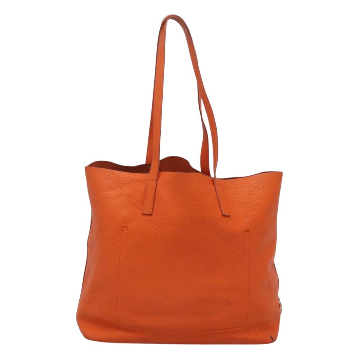 Prada Vintage Tote Leather Orange Leather Tote Bag Bag (Authentic Pre-Loved)