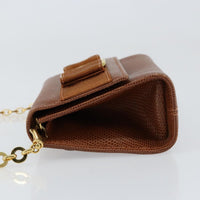 Salvatore Ferragamo Vala Shoulder Bag Embossed Leather Brown Leather Shoulder Bag Bag (Pre-Loved)