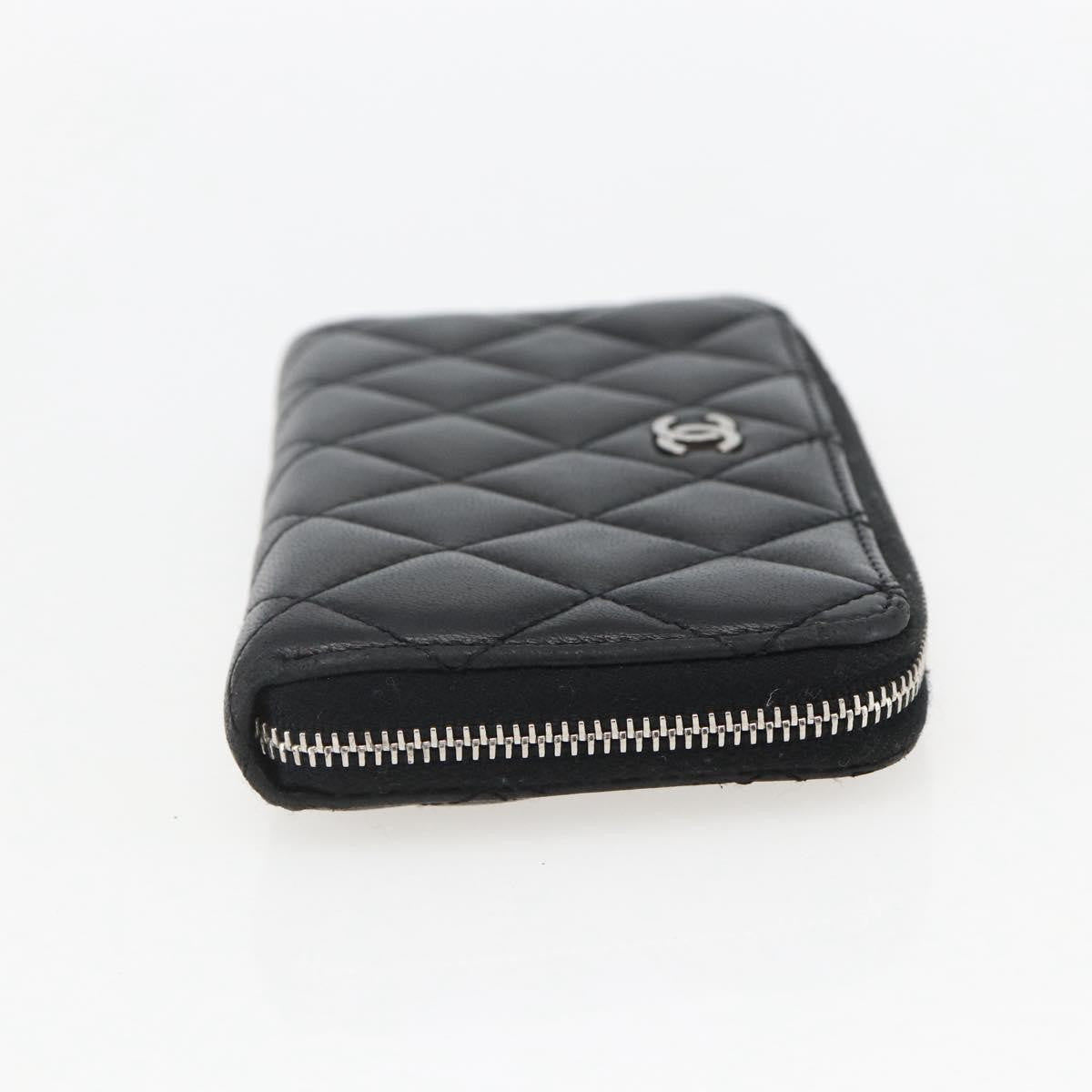 Chanel Zip Around Organizer Wallet Quilted Lambskin Black Leather Wallets Accessory (Authentic Pre-Loved)