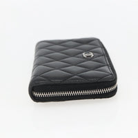 Chanel Zip Around Organizer Wallet Quilted Lambskin Black Leather Wallets Accessory (Authentic Pre-Loved)